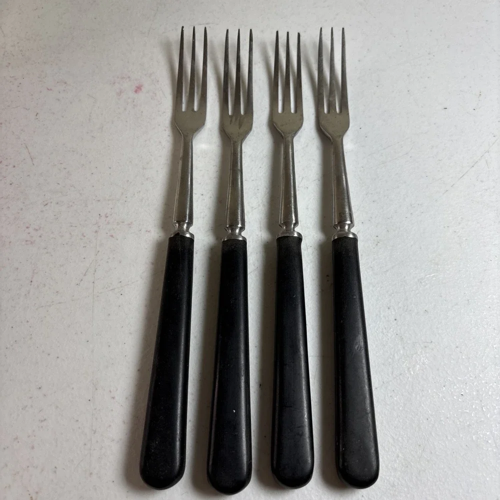 Vintage Nevco‎ Fondue Cocktail Forks Bakelite Handles Stainless 9.25